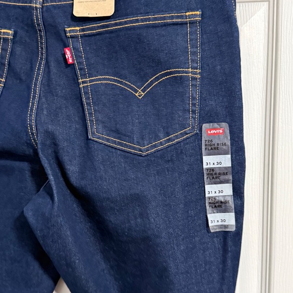 Levis 726 Jeans Womens 31x30 Blue NWT High Rise Flare Dark Wash Y2K Retro - Picture 8 of 12